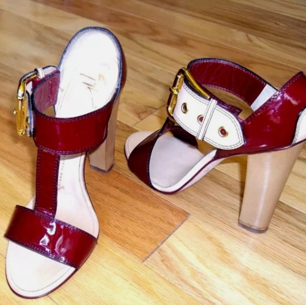 Giuseppe Zanotti Buckle Burgundy Red Patent Leather Mule 8